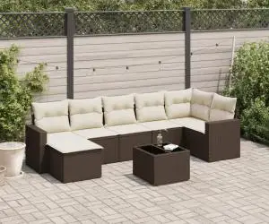 vidaXL Set canapele de grădină cu perne, 8 piese, maro, poliratan