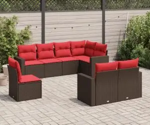 vidaXL Set canapele de grădină cu perne, 8 piese, maro, poliratan