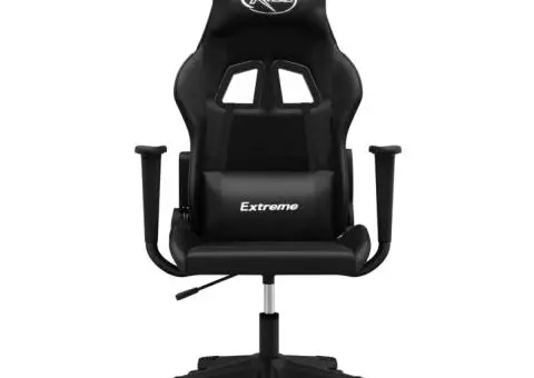 Scaun de gaming de masaj, negru, piele ecologică - 3/5