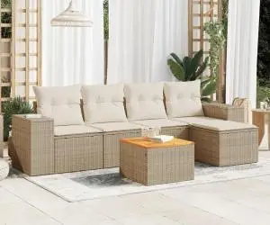 vidaXL Set canapele de grădină cu perne, 6 piese, bej, poliratan