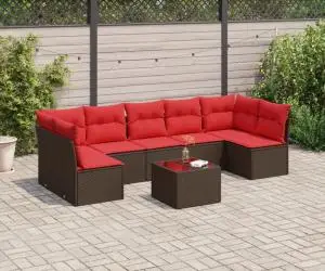 vidaXL Set canapele de grădină cu perne, 8 piese, maro, poliratan