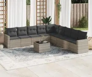vidaXL Set canapele de grădină cu perne 10 piese gri deschis poliratan