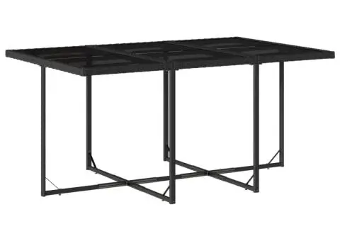 Set mobilier de grădină cu perne, 7 piese, negru, poliratan - 4/5
