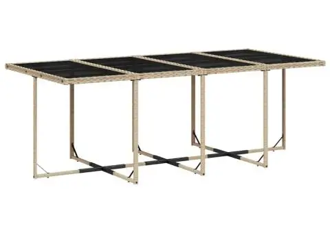 Set de masă pentru grădină, 9 piese, cu perne, bej, poliratan - 4/5