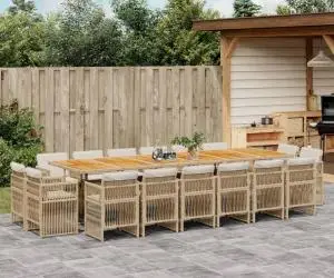 vidaXL Set mobilier de grădină cu perne, 17 piese, bej, poliratan
