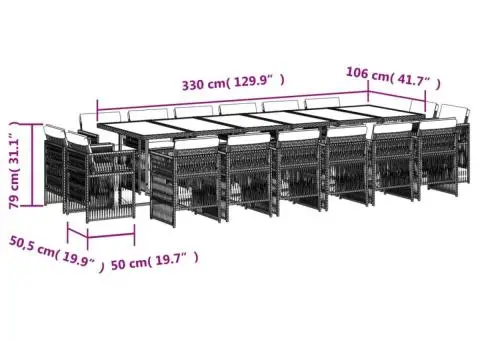 Set mobilier de grădină cu perne, 17 piese, bej, poliratan - 5/5
