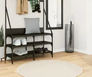 vidaXL Covor pufos "PAMPLONA" cu fire înalte, crem modern Ø 100 cm