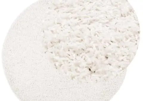 Covor pufos "PAMPLONA" cu fire înalte, crem modern Ø 100 cm - 3/5