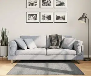 vidaXL Covor pufos "PAMPLONA" cu fire înalte, gri modern, 120x120 cm
