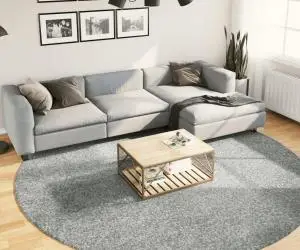 vidaXL Covor pufos "PAMPLONA" cu fire înalte, verde modern, Ø 280 cm