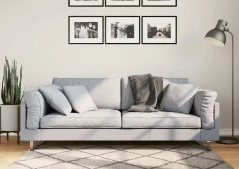 Covor pufos "PAMPLONA" cu fire înalte, bej/antracit, 80x150 cm - 1/5