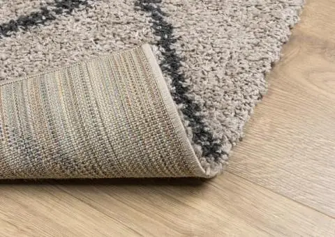 Covor pufos "PAMPLONA" cu fire înalte, bej/antracit, 80x150 cm - 5/5