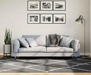 vidaXL Covor pufos "PAMPLONA" fire înalte negru/crem modern 160x230 cm