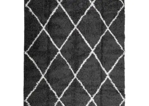 Covor pufos "PAMPLONA" fire înalte negru/crem modern 160x230 cm - 2/5