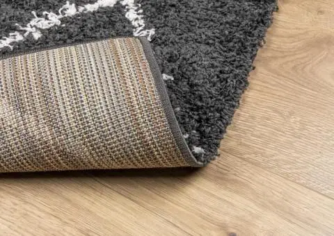 Covor pufos "PAMPLONA" fire înalte negru/crem modern 160x230 cm - 5/5