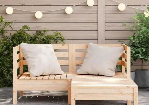 Canapea de grădină cu 2 locuri/taburet, lemn masiv de pin - 3/5