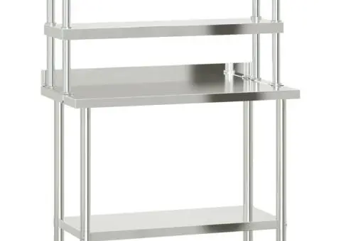 Masă bucătărie cu raft superior, 110x55x150 cm, oțel inoxidabil - 2/5