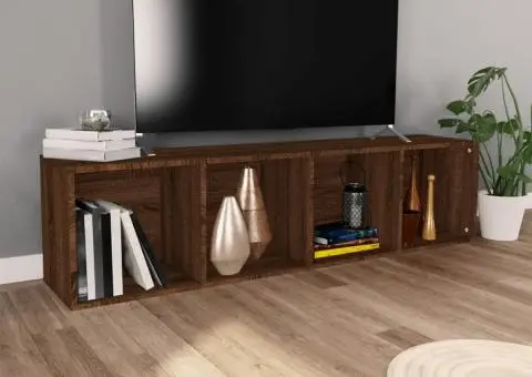 Bibliotecă/dulap TV, stejar maro, 36x30x143 cm, lemn prelucrat - 3/5