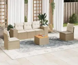 vidaXL Set canapele de grădină cu perne, 6 piese, bej, poliratan