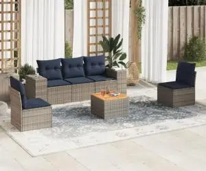 vidaXL Set canapele de grădină cu perne, 6 piese, gri, poliratan