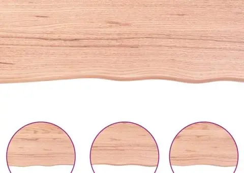 Blat de baie, maro deschis, 100x30x(2-4) cm, lemn masiv tratat - 5/5