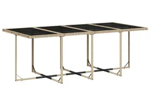 Set mobilier grădină cu perne, 13 piese, bej combinat poliratan - 4/5