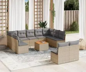 vidaXL Set canapele de grădină cu perne, 12 piese, bej, poliratan