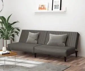 vidaXL Canapea cu 2 locuri, gri, piele ecologică