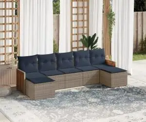 vidaXL Set canapele de grădină cu perne, 7 piese, gri, poliratan
