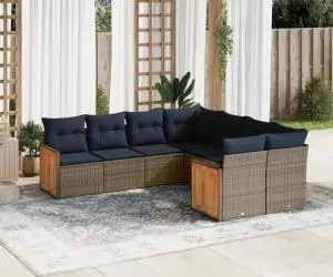 vidaXL Set canapele de grădină cu perne, 8 piese, gri, poliratan