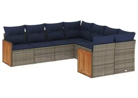 Set canapele de grădină cu perne, 8 piese, gri, poliratan - 2/3