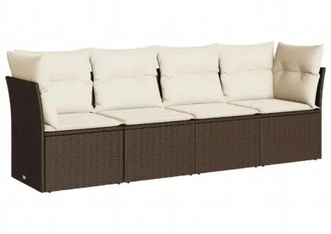 Set canapele de grădină, 4 piese, cu perne, maro poliratan maro - 2/3