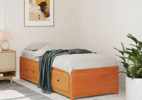 Pat de zi fără saltea, maro ceruit, 90x200 cm, lemn masiv pin - 1/5