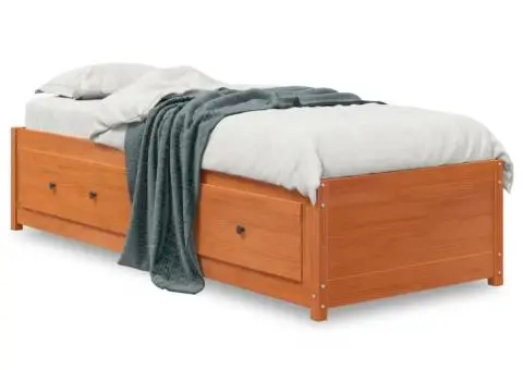 Pat de zi fără saltea, maro ceruit, 90x200 cm, lemn masiv pin - 2/5