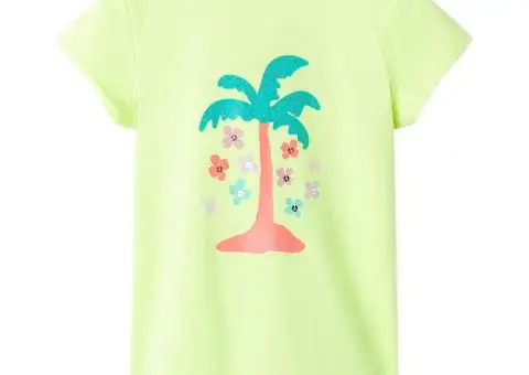 Tricou pentru copii, galben neon, 116 - 1/5