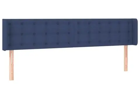 Tăblie de pat cu aripioare albastru 163x16x78/88 cm textil - 2/5