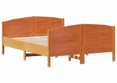 Cadru pat fără saltea, maro ceruit, 120x200 cm, lemn masiv pin - 3/5