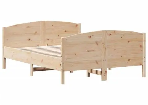 Cadru de pat fără saltea, 160x200 cm, lemn masiv pin - 3/5