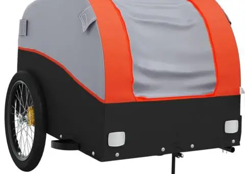 Remorcă pentru biciclete, negru și portocaliu, 45 kg, fier - 4/5