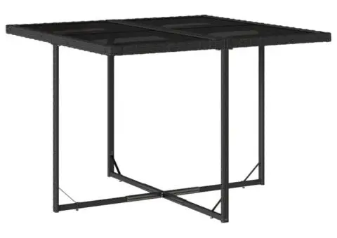 Set mobilier de grădină cu perne, 9 piese, negru, poliratan - 4/5