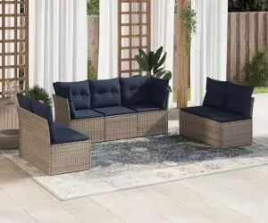 vidaXL Set canapele de grădină cu perne, 7 piese, gri, poliratan