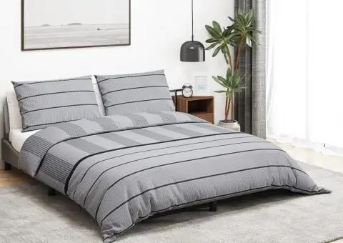 Set cu husă de pilotă, gri, 200x200 cm, bumbac - 1/5