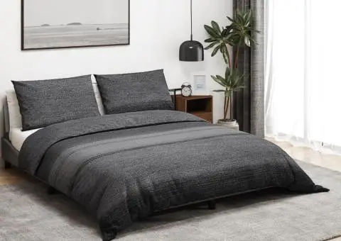 Set cu husă de pilotă, gri închis, 260x240 cm, bumbac - 1/5