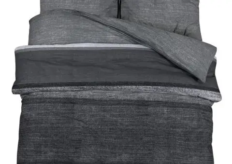 Set cu husă de pilotă, gri închis, 260x240 cm, bumbac - 2/5