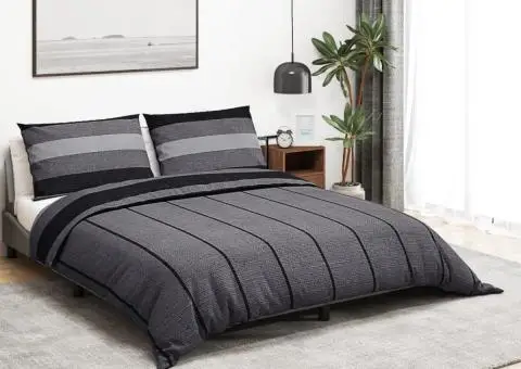 Set cu husă de pilotă, gri închis, 200x200 cm, bumbac - 1/5