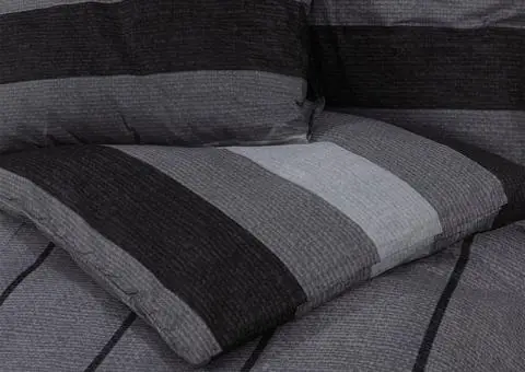 Set cu husă de pilotă, gri închis, 200x200 cm, bumbac - 5/5