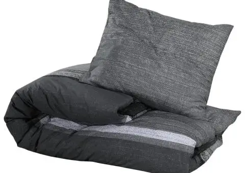 Set cu husă de pilotă, gri închis, 200x200 cm, bumbac - 3/5