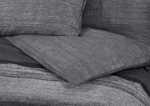 Set cu husă de pilotă, gri închis, 200x200 cm, bumbac - 5/5