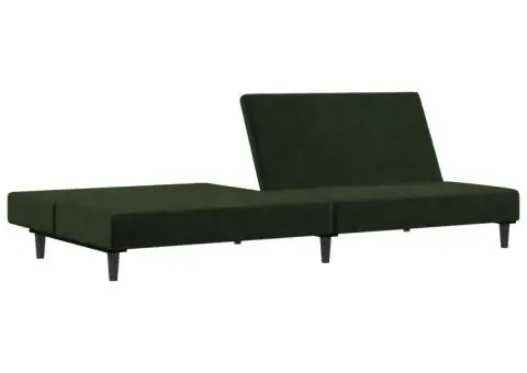 Canapea extensibilă cu 2 locuri, verde închis, catifea - 4/5