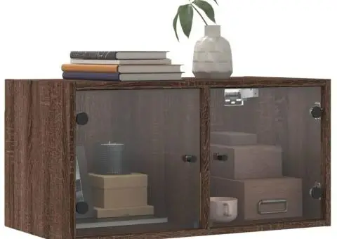 Dulapuri de perete cu uși din sticlă 2 buc. stejar maro - 4/5